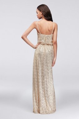 Allover Sequin Blouson Tank Bridesmaid Dress F19828