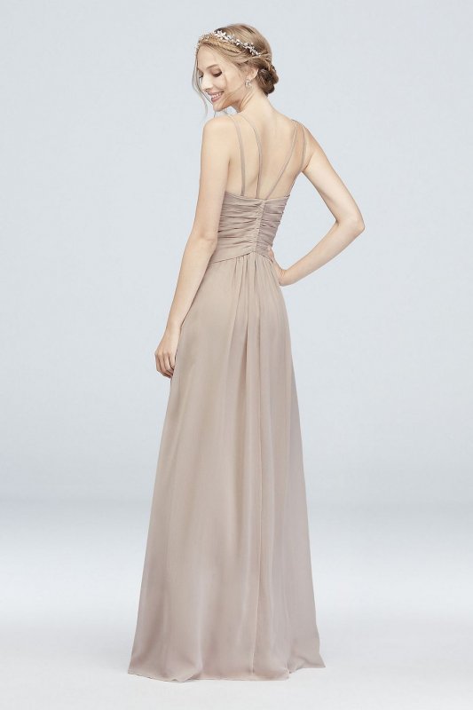 Plunging V-Neck Crinkle Chiffon Bridesmaid Dress F19837