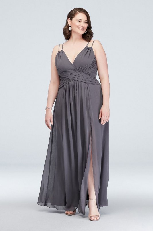 Plunging V-Neck Crinkle Chiffon Bridesmaid Dress F19837