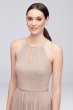 High-Neck Long Mesh Bridesmaid Dress with Keyhole F19888