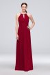 High-Neck Long Mesh Bridesmaid Dress with Keyhole F19888
