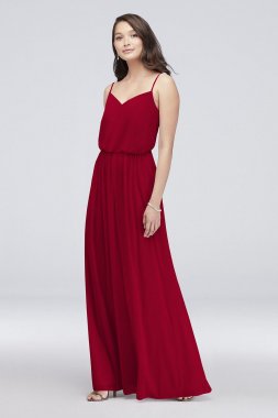 Spaghetti Strap Mesh Blouson Bridesmaid Dress F19903
