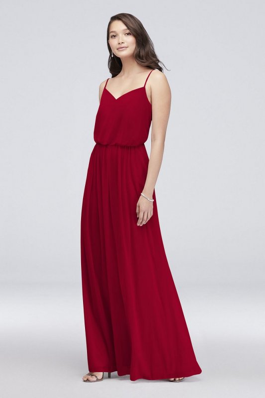 Spaghetti Strap Mesh Blouson Bridesmaid Dress F19903