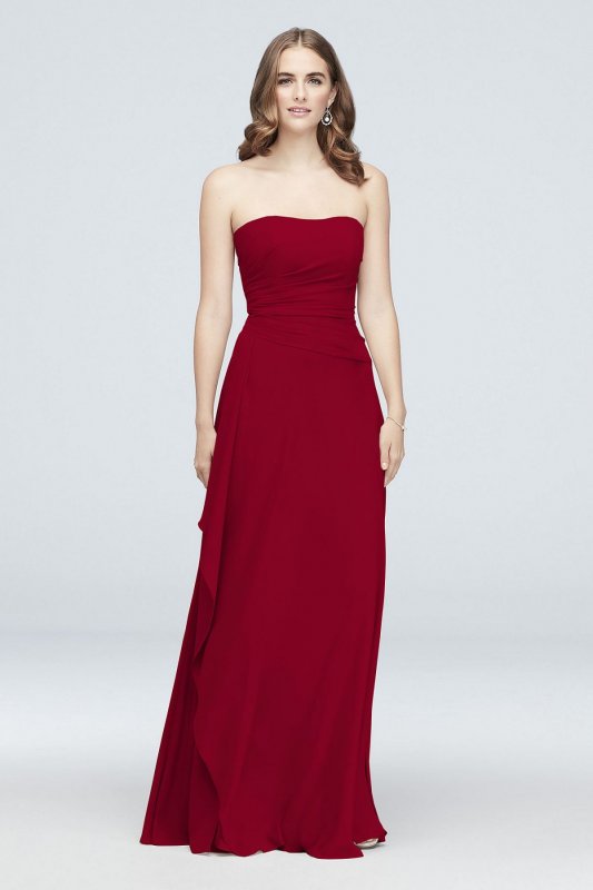 Strapless Georgette Cascade Bridesmaid Dress F19904