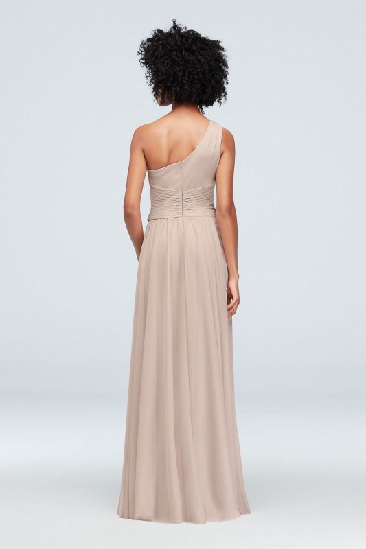 One-Shoulder Mesh Bridesmaid Dress with Full Skirt F19932