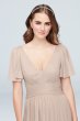 Flutter Sleeve Crisscross Mesh Bridesmaid Dress F19933