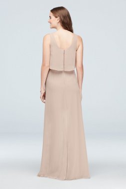 Flounced Crinkle Chiffon Tank Bridesmaid Dress F19939