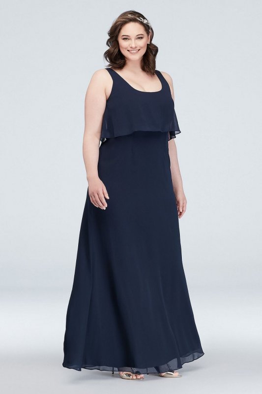 Flounced Crinkle Chiffon Tank Bridesmaid Dress F19939