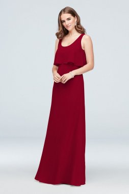Flounced Crinkle Chiffon Tank Bridesmaid Dress F19939