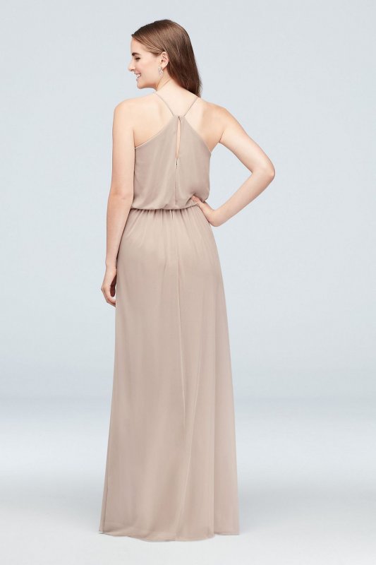 Blouson High-Neck Mesh Bridesmaid Dress F19941