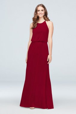 Blouson High-Neck Mesh Bridesmaid Dress F19941