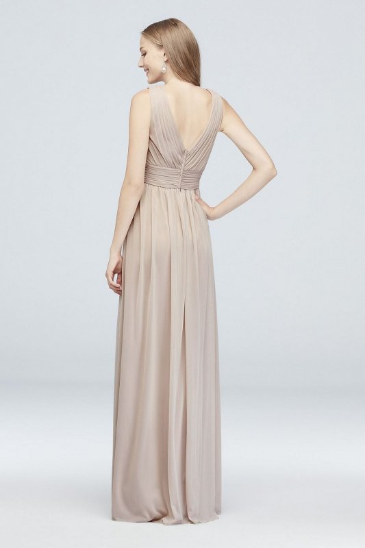 Long Mesh Pleated Tank Bridesmaid Dress F19942