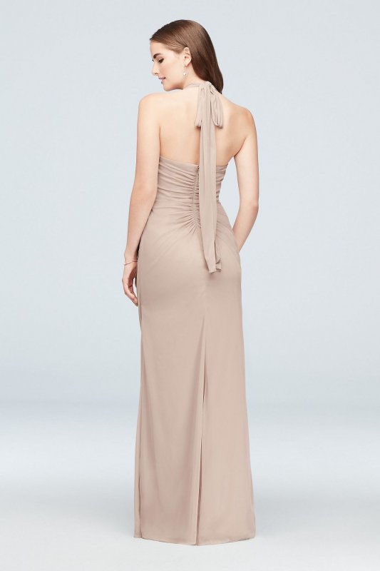 Ruched Mesh Halter Bridesmaid Dress F19947