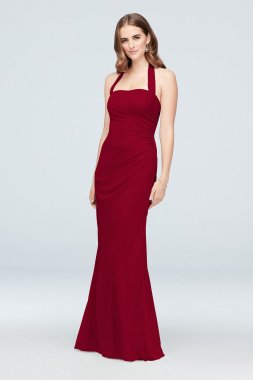 Ruched Mesh Halter Bridesmaid Dress F19947