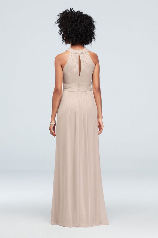 Crisscross High-Neck Mesh Bridesmaid Dress F19952
