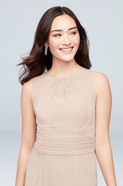 High-Neck Soie Chiffon Bridesmaid Dress F19960