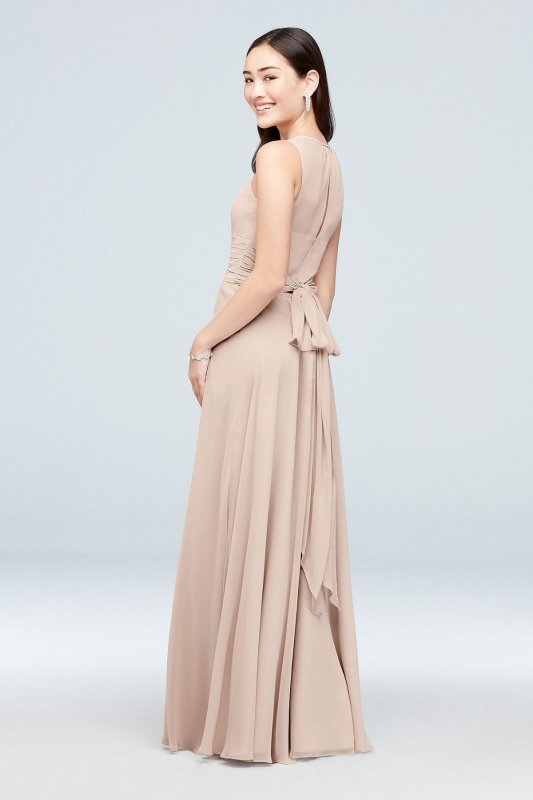 High-Neck Soie Chiffon Bridesmaid Dress F19960
