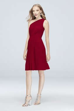 One-Shoulder Short Chiffon Bridesmaid Dress F19962