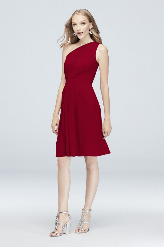 One-Shoulder Short Chiffon Bridesmaid Dress F19962