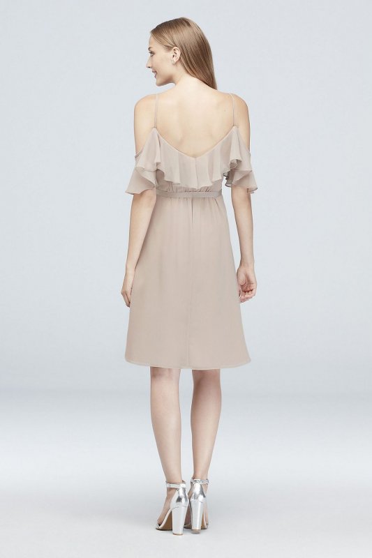 Cold-Shoulder Chiffon Short Bridesmaid Dress F19963