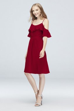 Cold-Shoulder Chiffon Short Bridesmaid Dress F19963