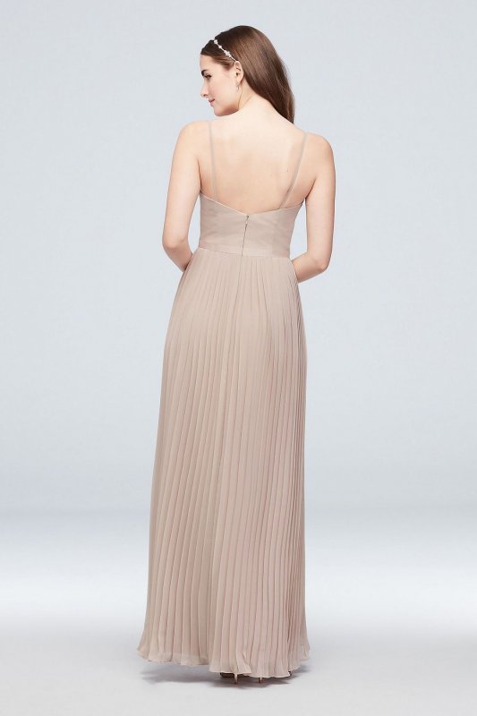 Sheer Chiffon Bridesmaid Dress with Pleated Skirt F19970