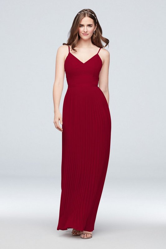 Sheer Chiffon Bridesmaid Dress with Pleated Skirt F19970