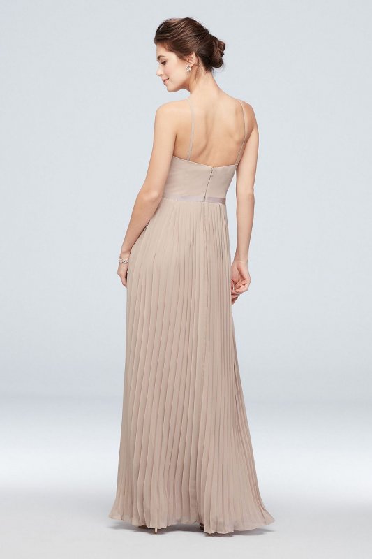 Chiffon High-Neck Pleated Skirt Bridesmaid Dress F19971