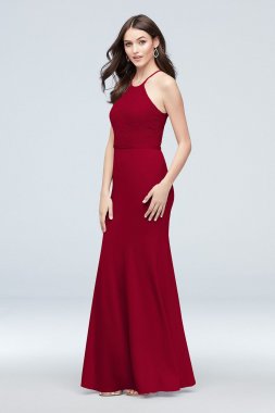 Lace and Stretch Crepe High-Neck Bridesmaid Dress F19976