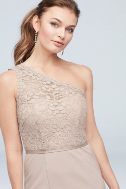 Lace Stretch Crepe One-Shoulder Bridesmaid Dress F19977