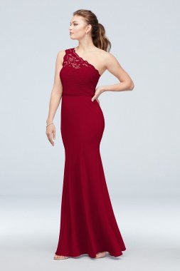 Lace Stretch Crepe One-Shoulder Bridesmaid Dress F19977