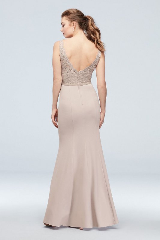 Lace and Stretch Crepe V-Neck Bridesmaid Dress F19978