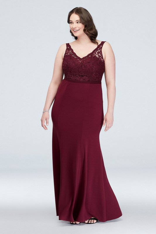Lace and Stretch Crepe V-Neck Bridesmaid Dress F19978