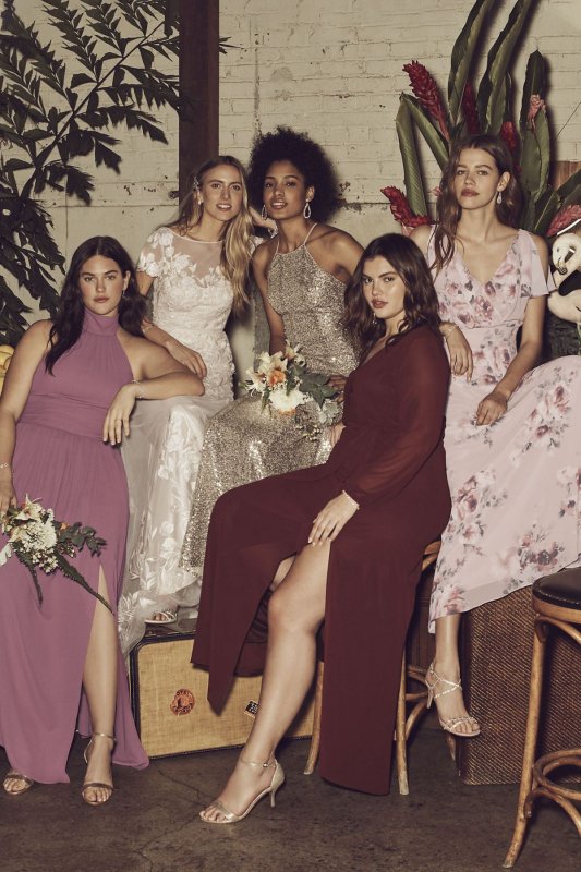 High-Neck Allover Sequin Bridesmaid Dress F19980