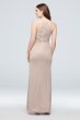 High-Neck Mesh Bridesmaid Dress with Lace Inset F19985