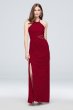 High-Neck Mesh Bridesmaid Dress with Lace Inset F19985