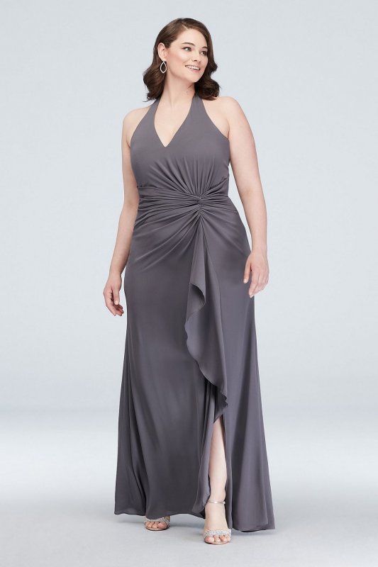 Halter Twisted Knot Georgette Bridesmaid Dress F19991