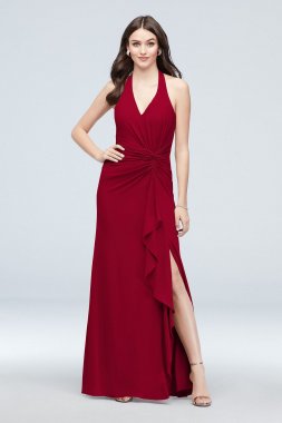 Halter Twisted Knot Georgette Bridesmaid Dress F19991