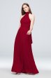 Tie Mock-Neck Ruched Georgette Bridesmaid Dress F19997