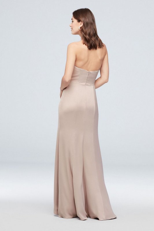 Strapless Crepe-Back Satin Pleat Bridesmaid Dress F20008