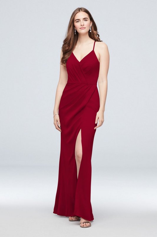 Spaghetti Strap Crepe-Back Satin Bridesmaid Dress F20009