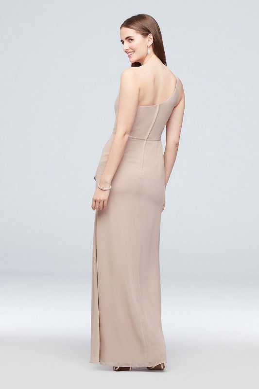One-Shoulder Chiffon Bridesmaid Dress with Cascade F20011