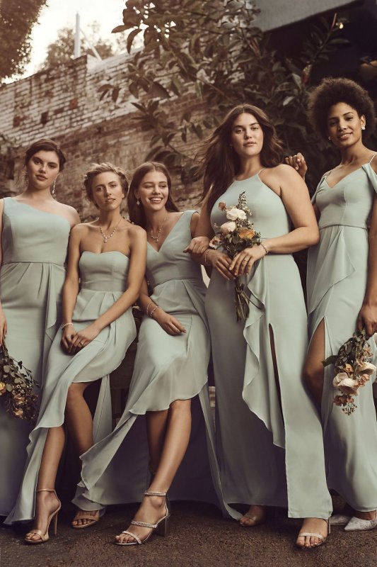 V-Neck Tank Chiffon Cascade Bridesmaid Dress F20012