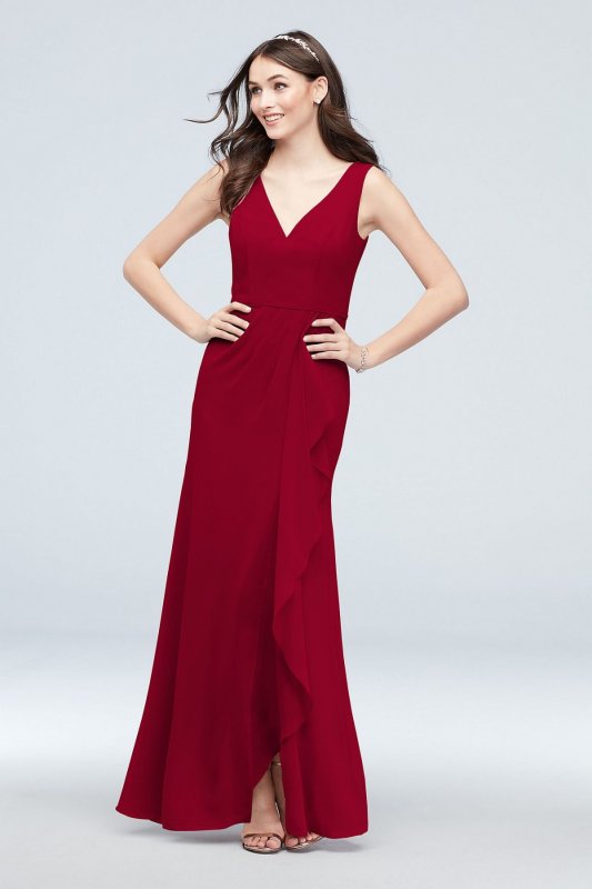 V-Neck Tank Chiffon Cascade Bridesmaid Dress F20012