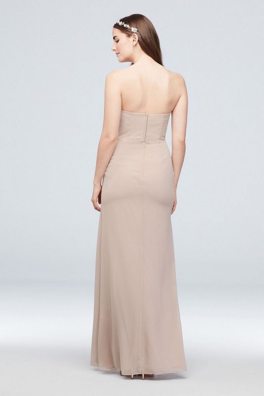 Pleated Strapless Bridesmaid Dress with Cascade F20013