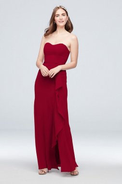 Pleated Strapless Bridesmaid Dress with Cascade F20013