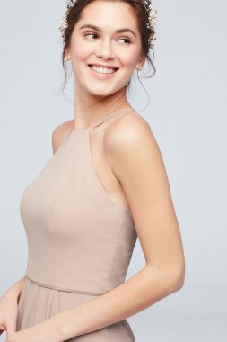 Cascade with High-Neck Chiffon Bridesmaid Dress F20014