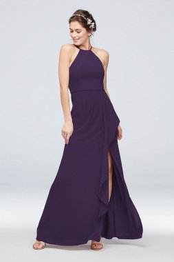 Cascade with High-Neck Chiffon Bridesmaid Dress F20014