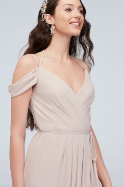Off-the-Shoulder Georgette Wrap Bridesmaid Dress F20038