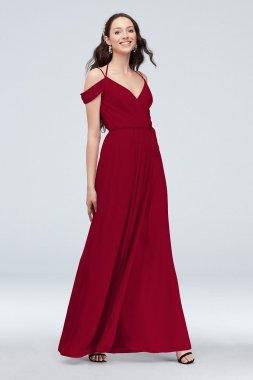Off-the-Shoulder Georgette Wrap Bridesmaid Dress F20038